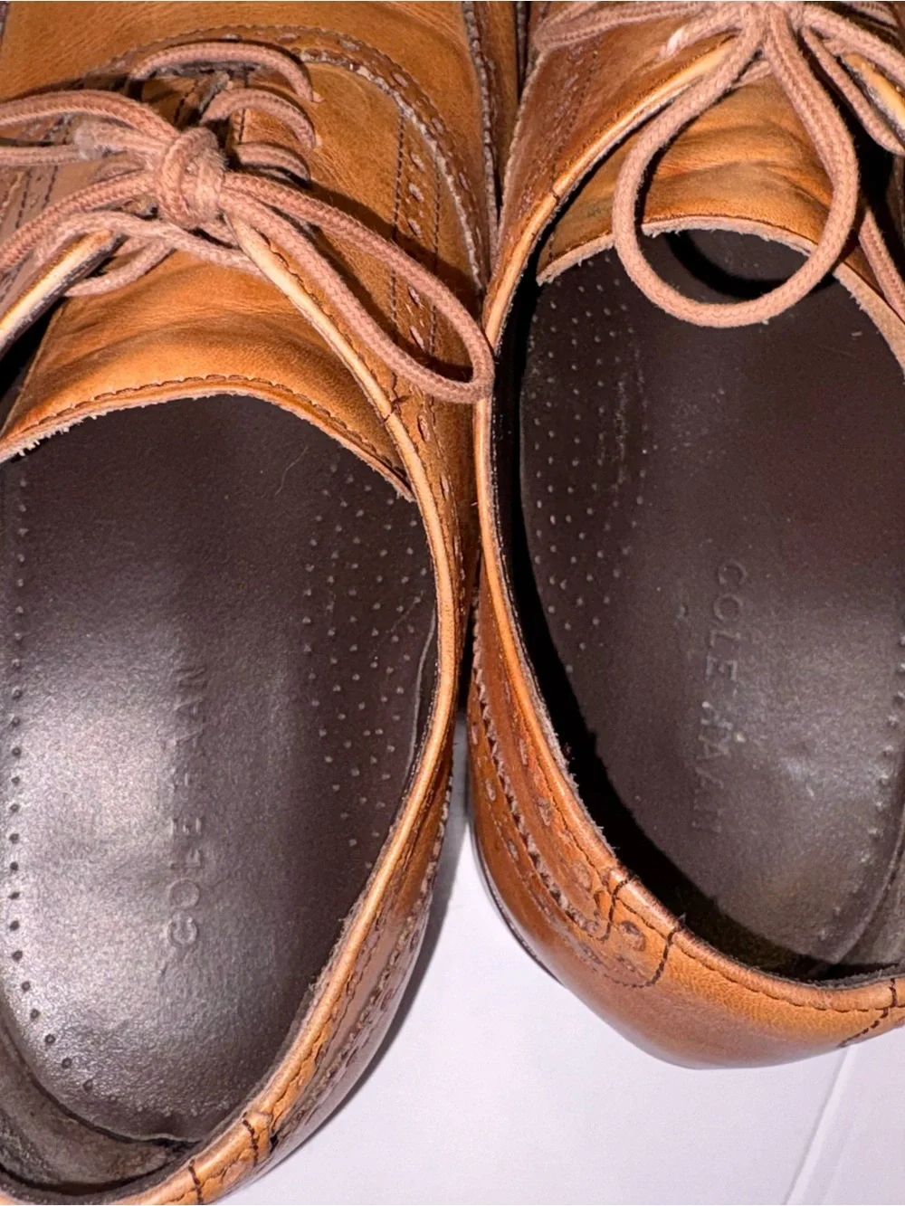 Cole Haan Men's Tan Leather Wingtip Dress Shoes